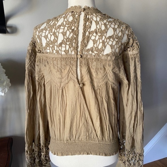 Free People Better For You  High Neck Crochet  Embroidered Top XS - Picture 9 of 10